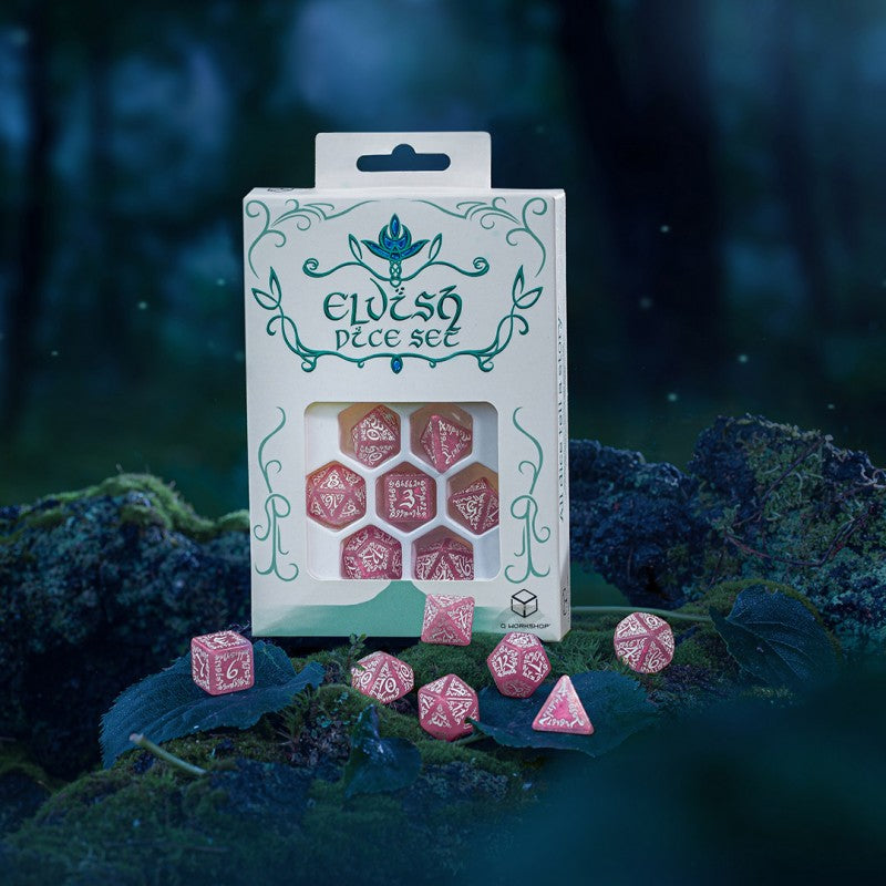 Elvish Shimmering pink & White Dice Set (Q-Workshop) (SELV11)