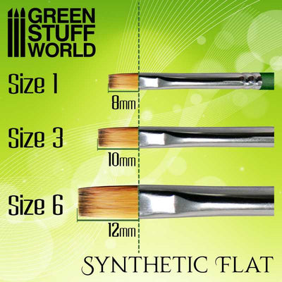 Brush GREEN SERIES Flat Synthetic Brush Size 3 (Green Stuff World)