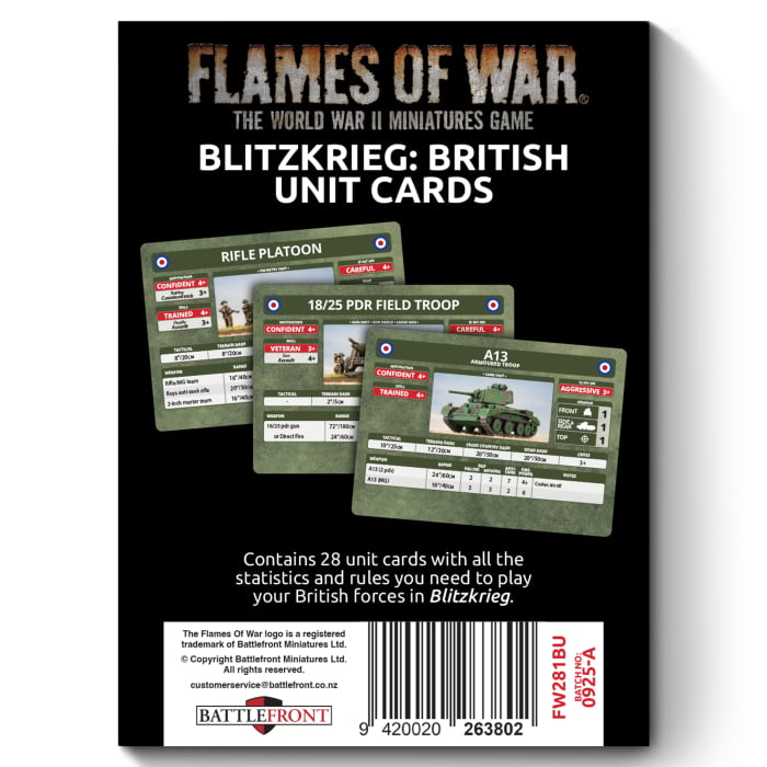 Flames of War: Blitzkrieg British Unit Cards - Limited Edition (FW281BU)