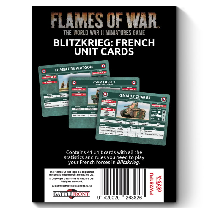 Flames of War: Blitzkrieg French Unit Cards (FW281FU)