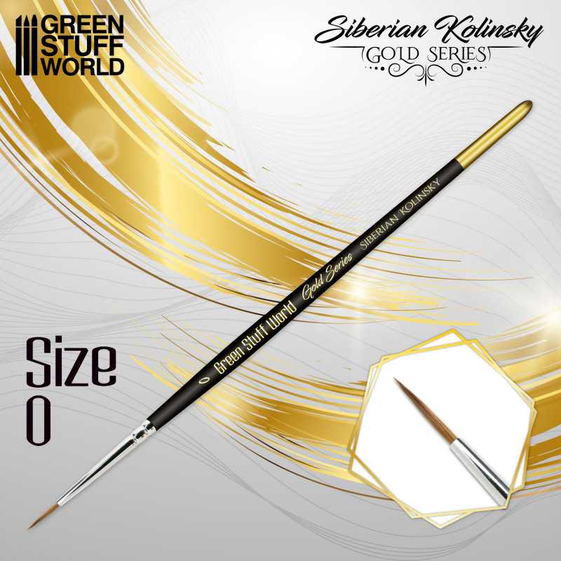 Brush GOLD SERIES Siberian Kolinsky Brush - Size 0 (Green Stuff World)