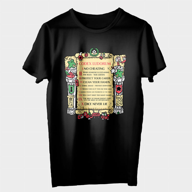 Mr. Meeple t-shirt: Codex Ludorum