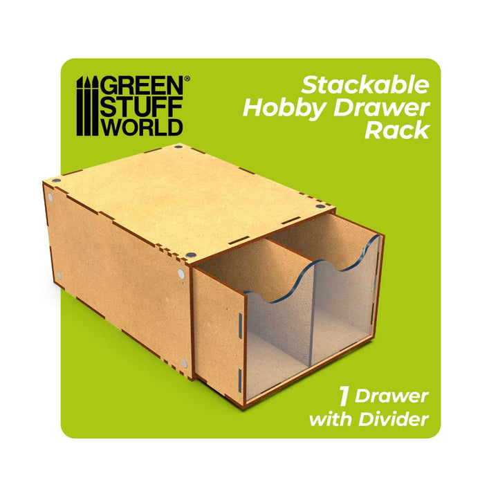 Half Stackable hobby drawer rack with 2 vertical drawers and magnets (Green Stuff World)