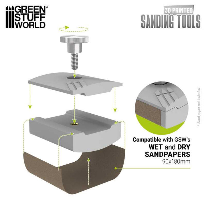Hand sandpaper holder - Curved (Green Stuff World)