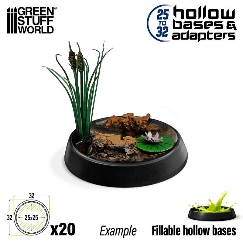 Hollow Plastic Bases - BLACK 32mm (Green Stuff World)