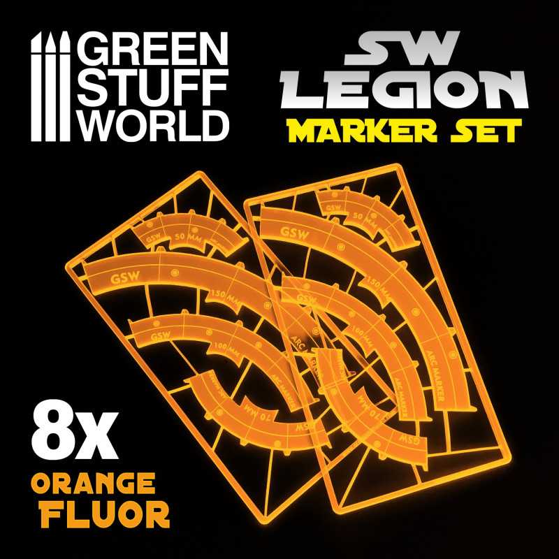 Legion arc-shaped line of fire markers - ORANGE FLUOR (Green Stuff World)