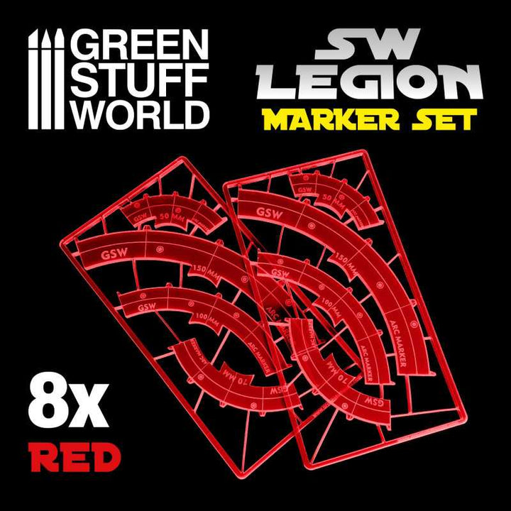 Legion arc-shaped line of fire markers - RED (Green Stuff World)