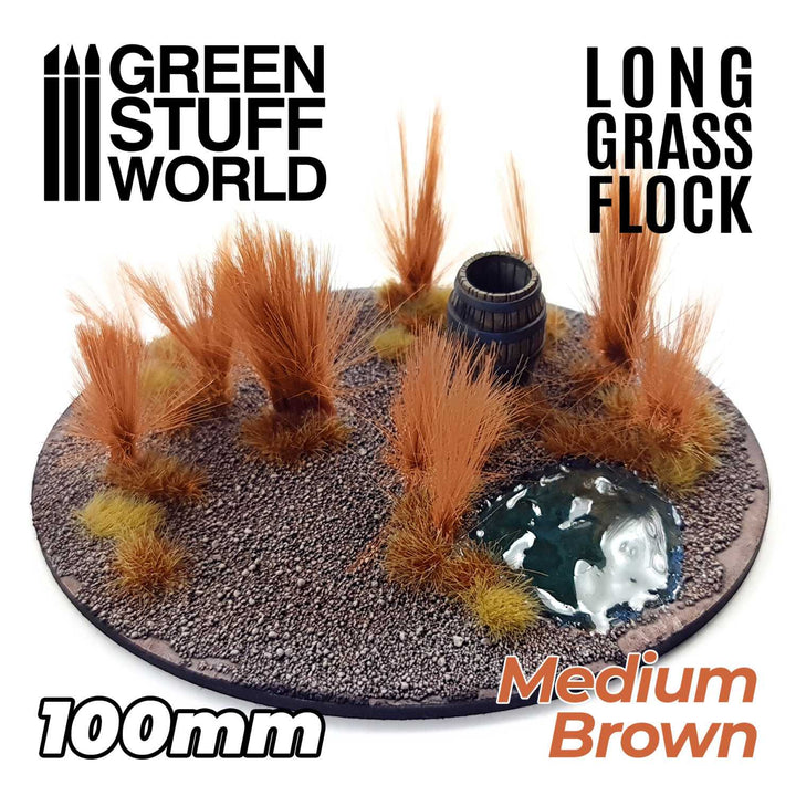 Long Grass Flock 100mm - Medium Brown (Green Stuff World)