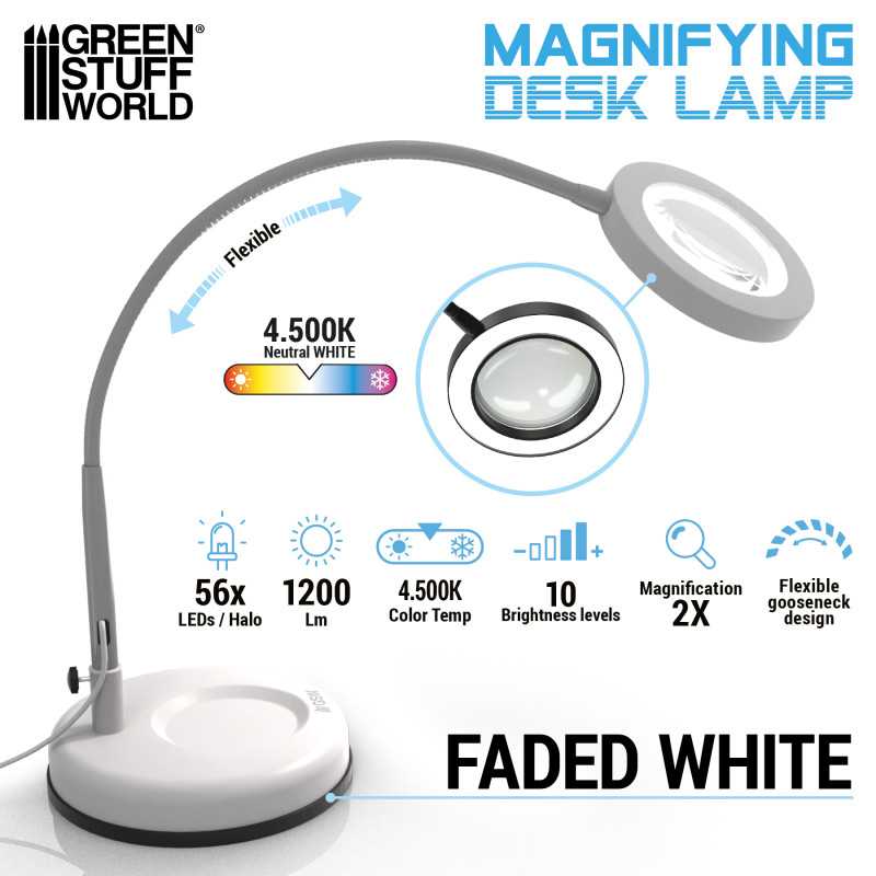 Magnifying desk lamp - Faded White (Green Stuff World)