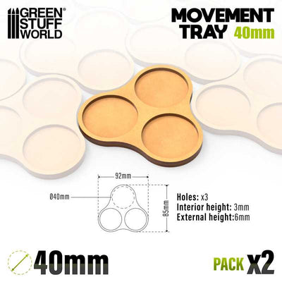 MDF Movement Trays 40mm x3 - Skirmish (Green Stuff World)