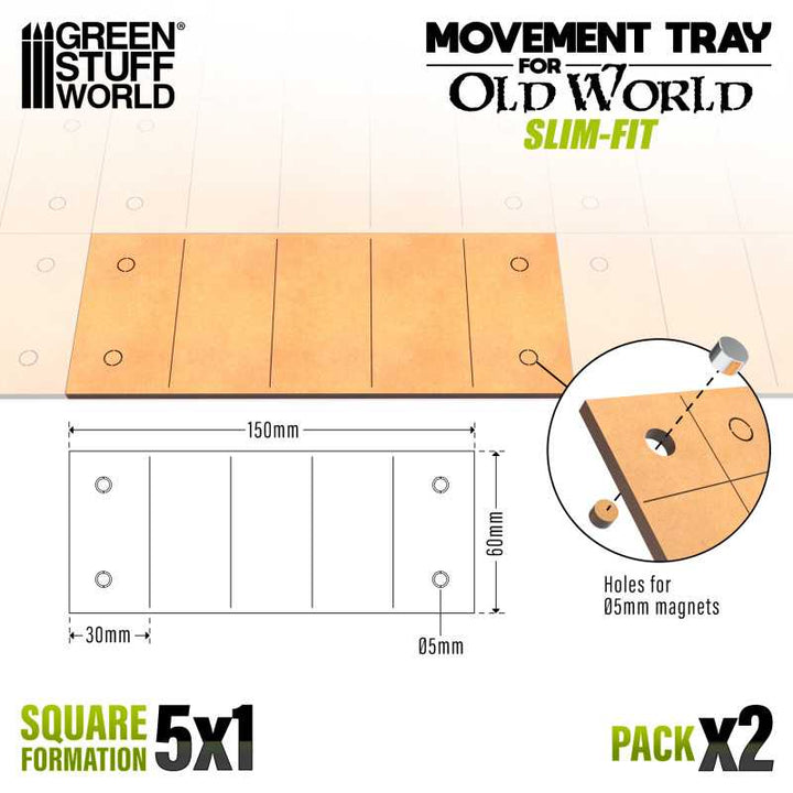 MDF Movement Trays - Slimfit 150x60mm (Green Stuff World)