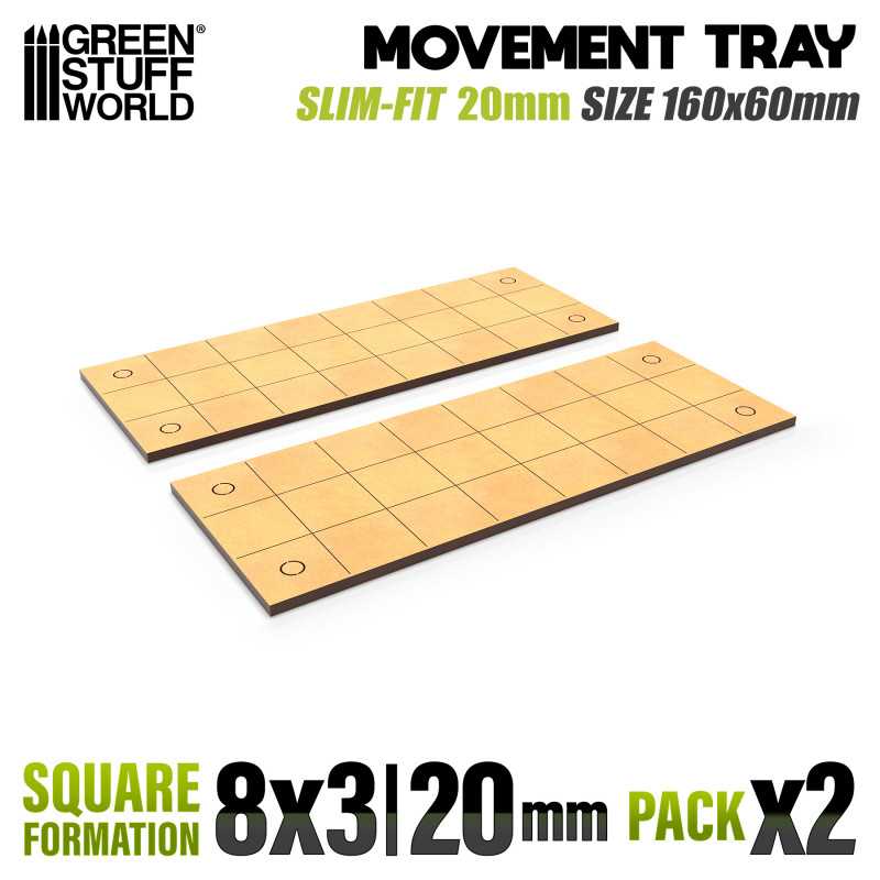 MDF Movement Trays - Slimfit Square 160x60mm (Green Stuff World)