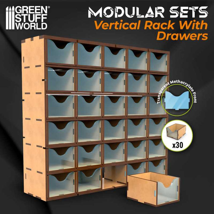 MDF Vertical rack with 30 Drawers (Green Stuff World)