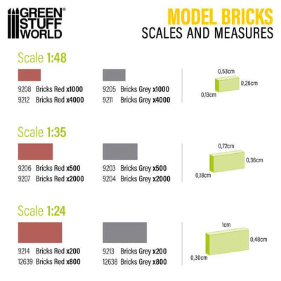 Miniature Bricks - Grey x200 1:24 (Green Stuff World)