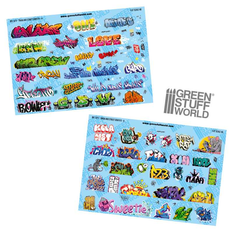 Model railway graffiti decals 1/87 HO (Set-1) (Green Stuff World)