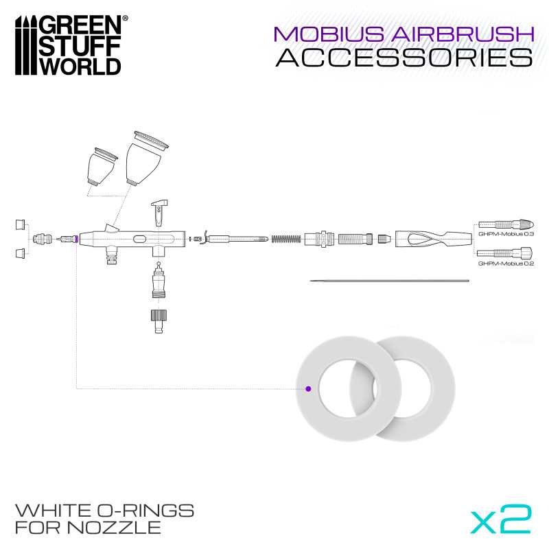 O-Rings for Nozzle for Mobius Airbrush (Green Stuff World)