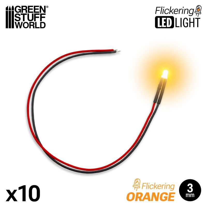 Orange Flickering LED Lights 3mm (Green Stuff World)