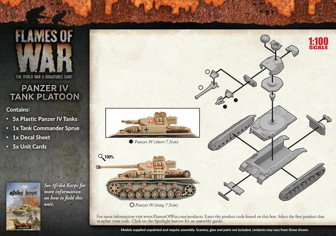 Flames of War: Panzer IV Tank Platoon (Plastic) (GBX97)