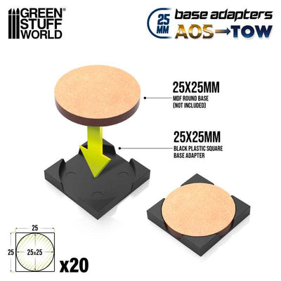 Round to square base adapter 25mm (Green Stuff World)