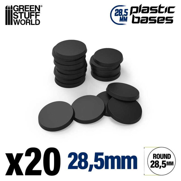 Plastic Bases - Round 28.5mm BLACK (Green Stuff World)
