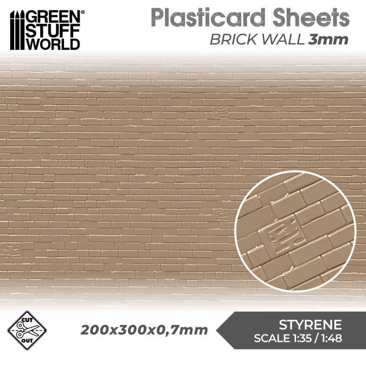 Plasticard - Brick Walls 3mm (Green Stuff World)