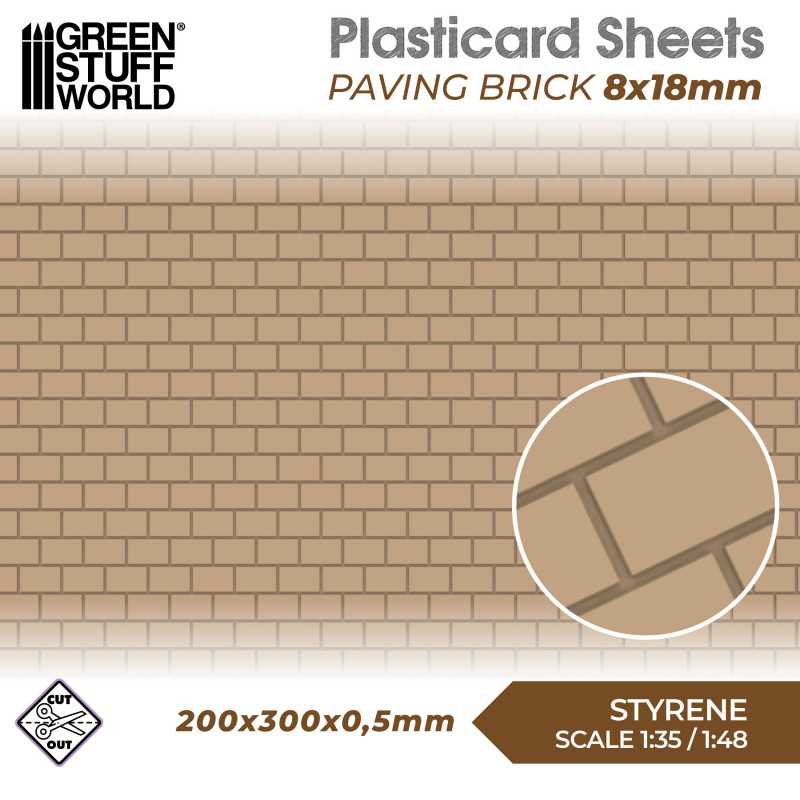 Plasticard - Paving Brick 8x18mm (Green Stuff World)