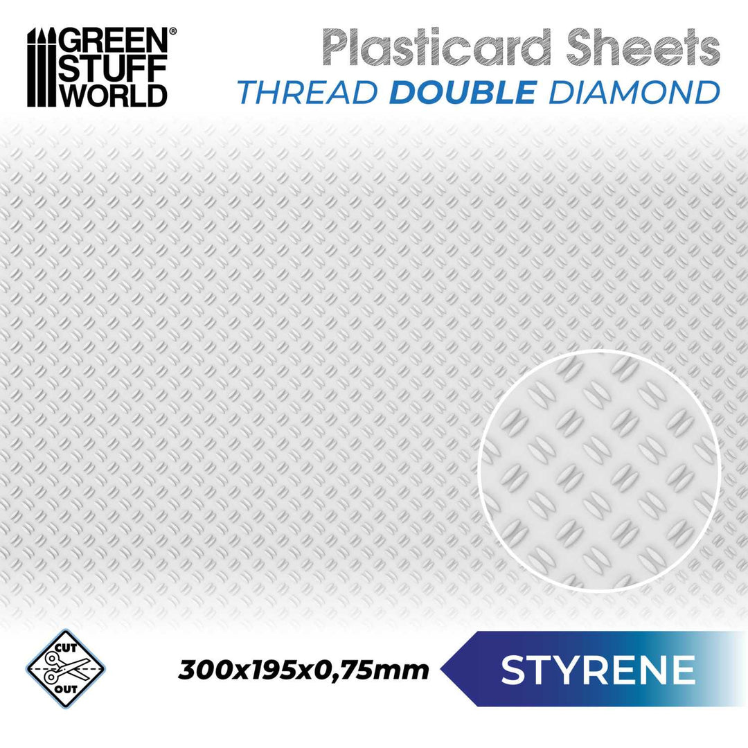 Plasticard - Thread DOUBLE DIAMOND Textured Sheet (Green Stuff World)