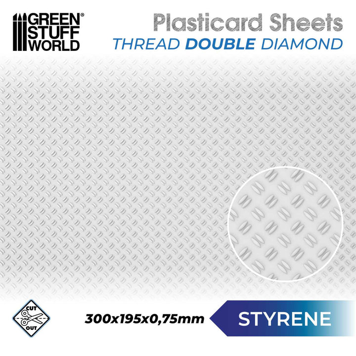 Plasticard - Thread DOUBLE DIAMOND Textured Sheet (Green Stuff World)