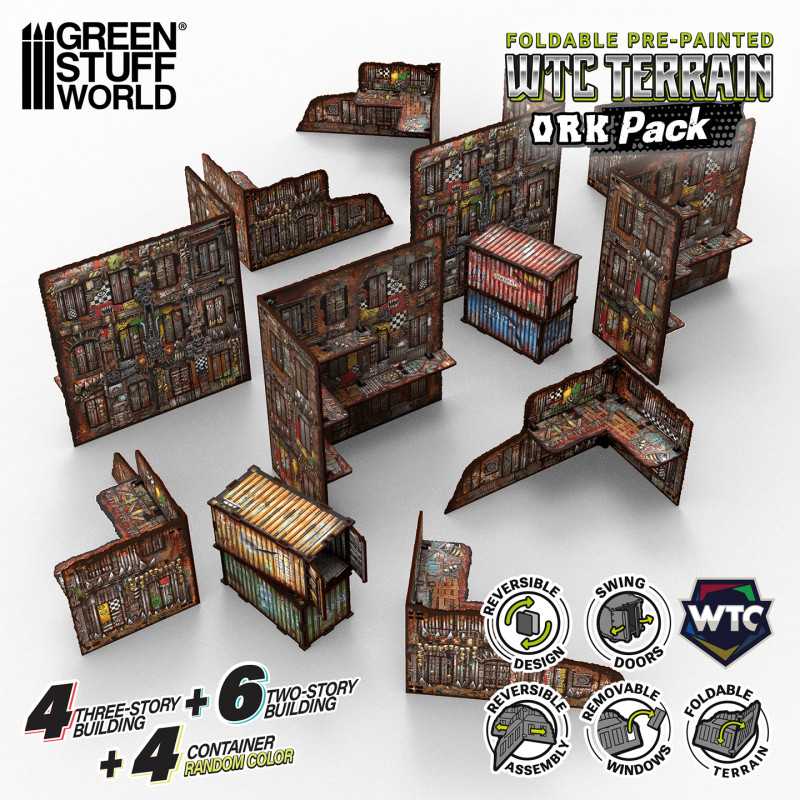 Pre-Painted Foldable WTC terrain pack - Orks (Green Stuff World)