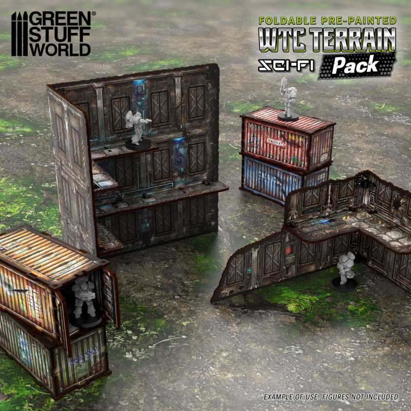 Pre-Painted Foldable WTC terrain pack - Sci-fi (Green Stuff World)