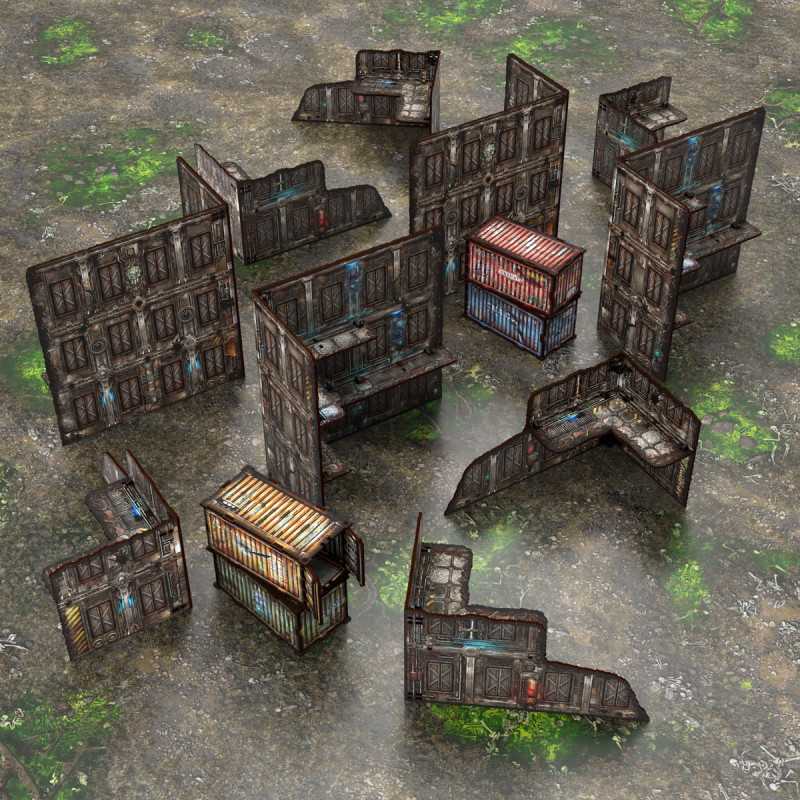 Pre-Painted Foldable WTC terrain pack - Sci-fi (Green Stuff World)