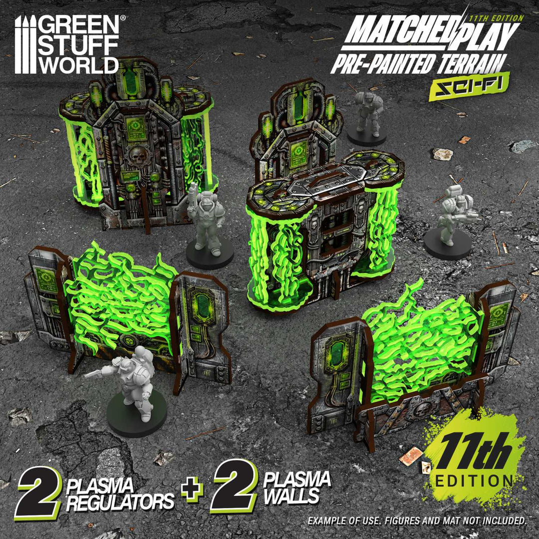 Pre-painted Plasma Walls and Cogitator Relay Tower 11th edition (Green Stuff World)
