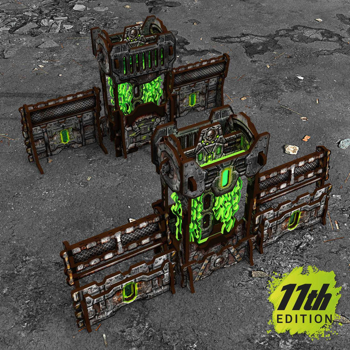 Pre-painted Power Generator and Defensive Barricades 11th edition (Green Stuff World)