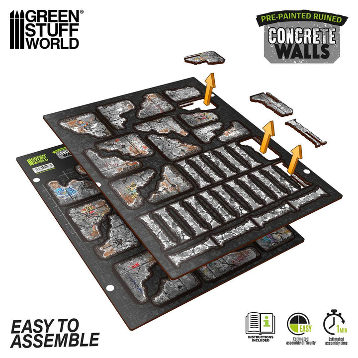 Pre-painted ruined concrete walls (Green Stuff World)