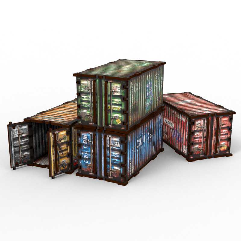 Pre-painted WTC container (Pack x4) (Green Stuff World)
