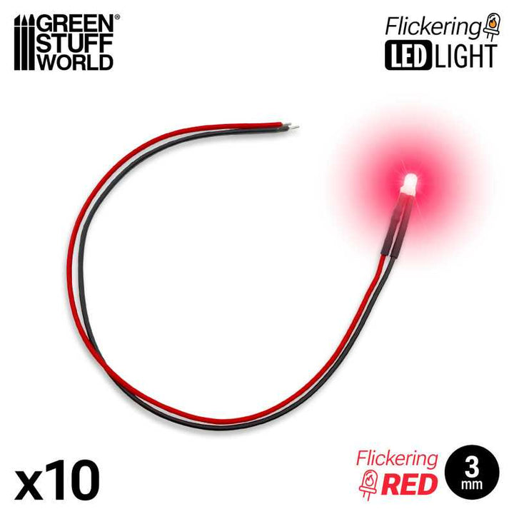 Red Flickering LED Lights 3mm (Green Stuff World)