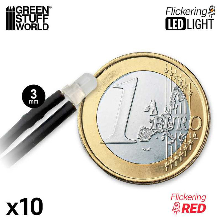 Red Flickering LED Lights 3mm (Green Stuff World)