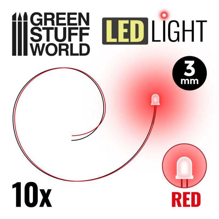 Red LED Lights - 3mm (Green Stuff World)