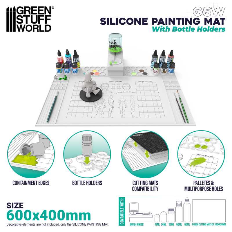 Silicone Painting Mat with Edges (Green Stuff World)