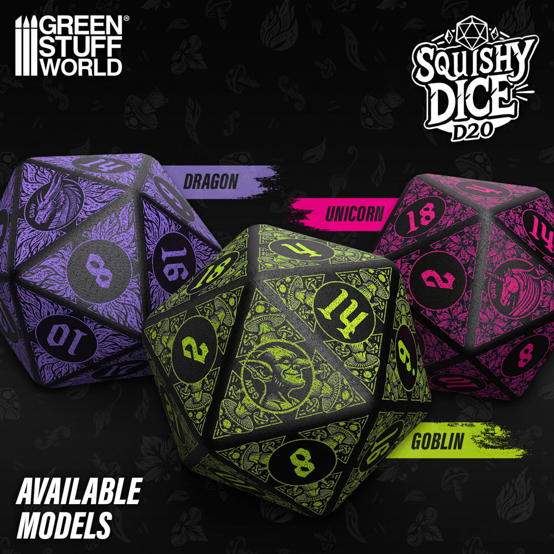 Squishy D20 Dice - UNICORN (Green Stuff World)