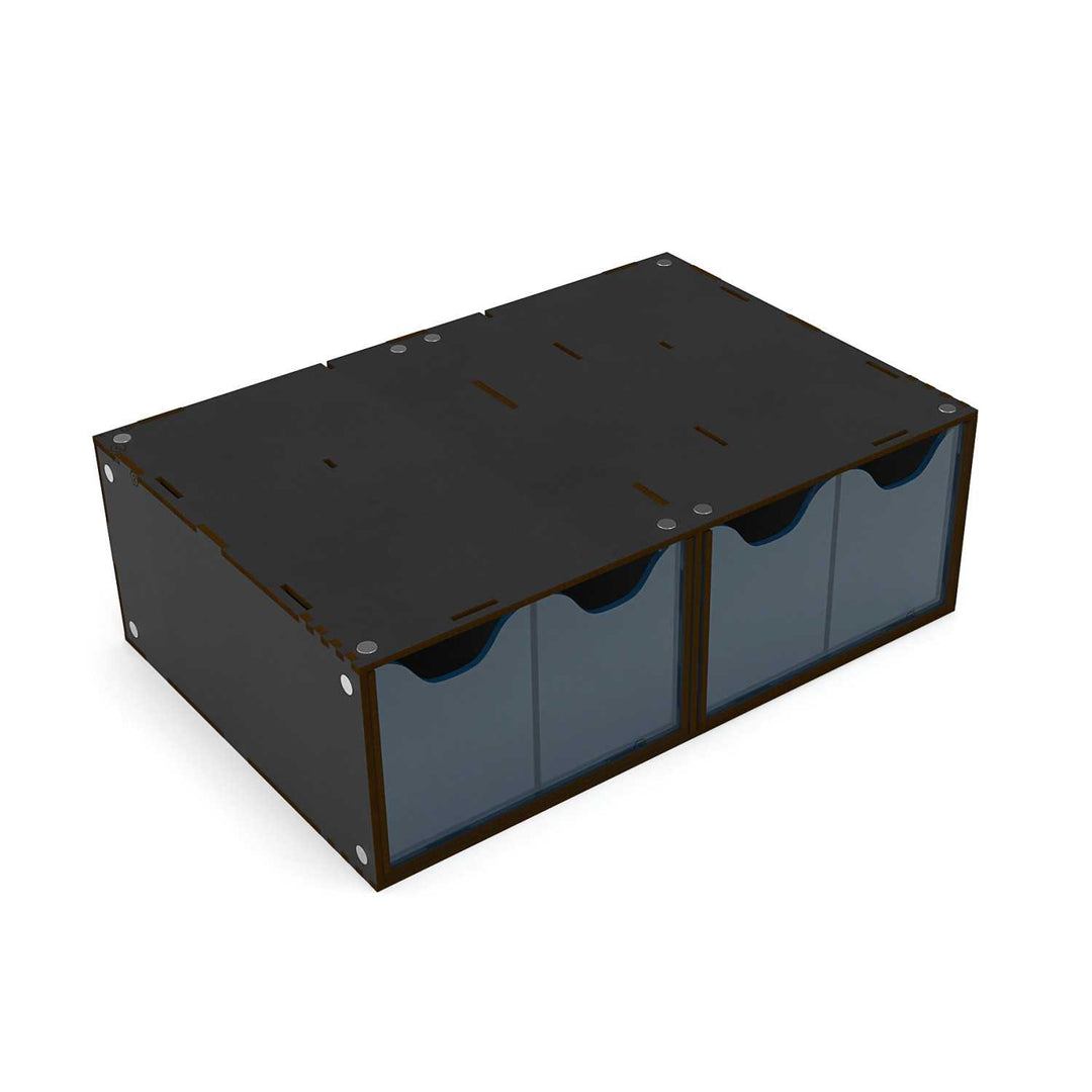Stackable hobby drawer rack with 4 vertical drawers and magnets - Black (Green Stuff World)