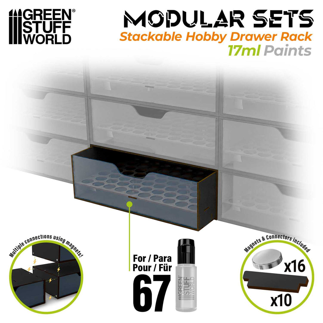Stackable Hobby Paint Rack 17ml with magnets - Black (Green Stuff World)