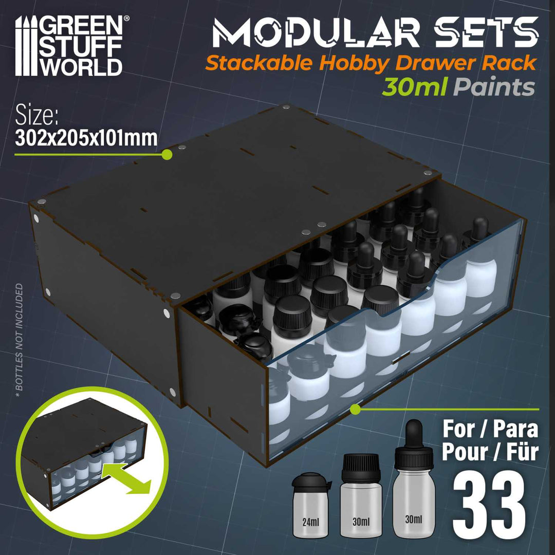 Stackable Hobby Paint Rack 30ml with magnets - Black (Green Stuff World)