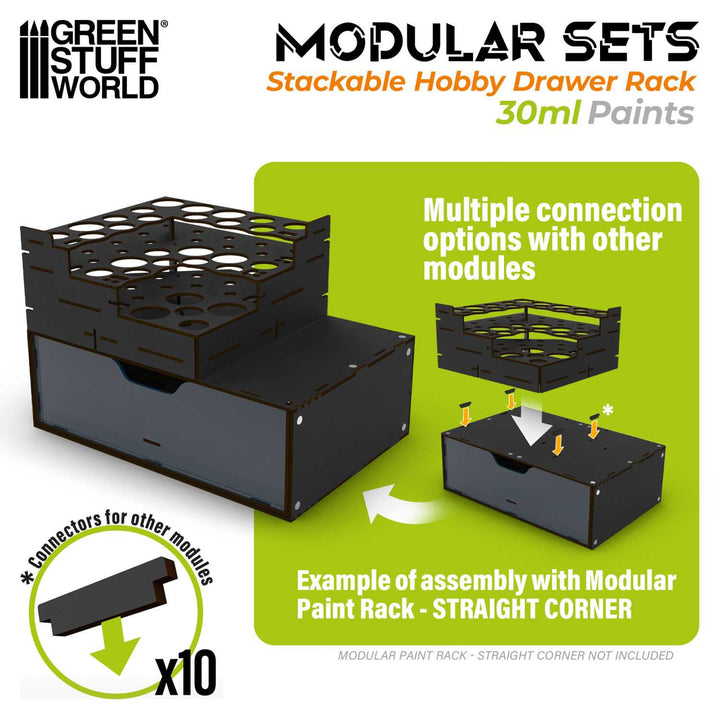 Stackable Hobby Paint Rack 30ml with magnets - Black (Green Stuff World)