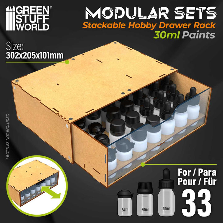 Stackable Hobby Paint Rack 30ml with magnets (Green Stuff World)