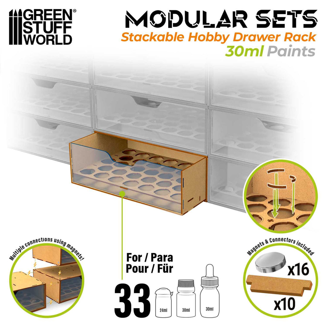 Stackable Hobby Paint Rack 30ml with magnets (Green Stuff World)