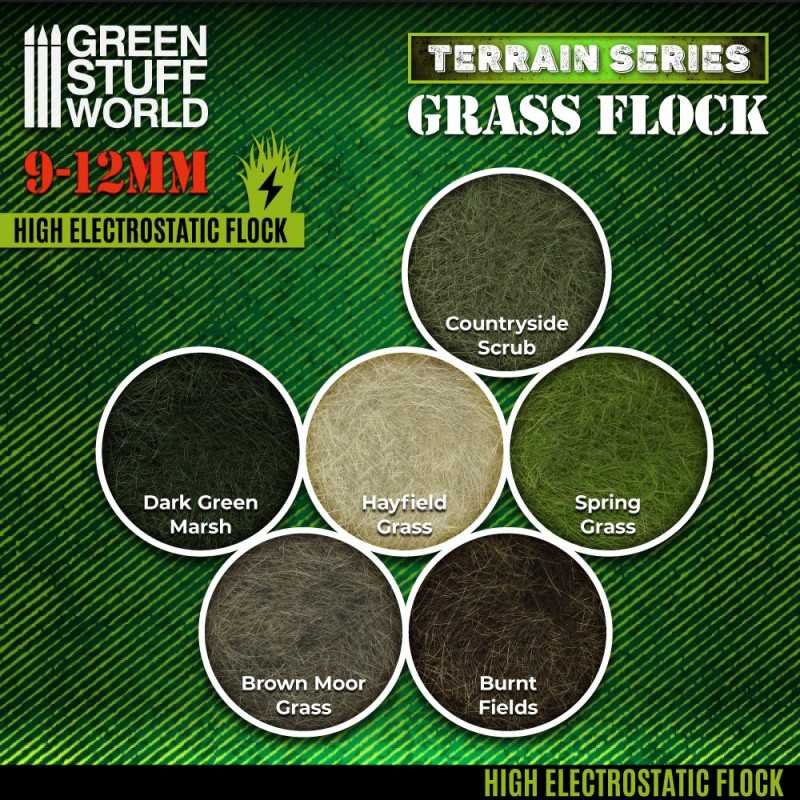 Static Grass Flock 9-12mm - HAYFIELD GRASS - 200 ml (Green Stuff World)