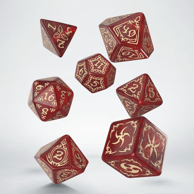 Tribal Dice Set: Shimmering red & Beige (Q-Workshop) (STRB03)