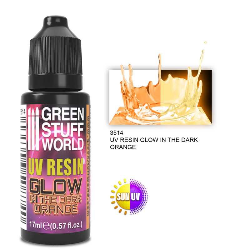 UV RESIN 17ml ORANGE - Glow in the Dark (Green Stuff World)