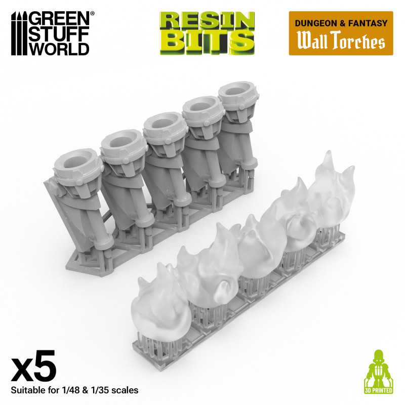Wall Torches for 3mm LEDs 1:48-1-35 (Green Stuff World)